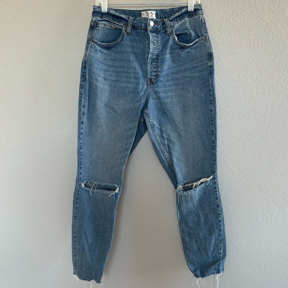 we the free by free people curvy straight leg distressed medium wash jeans sz 31